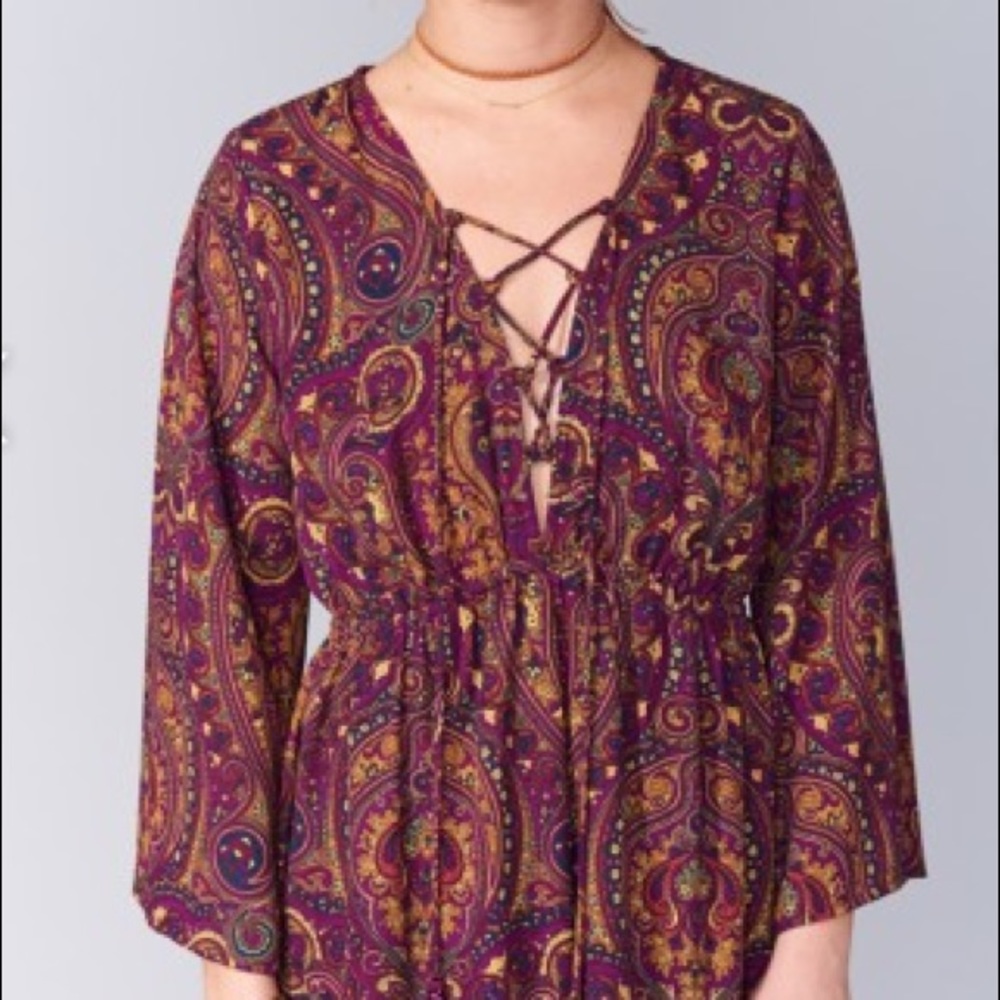 Show Me Your Mumu Tillie Lace Up Romper Sz Medium - Picture 3 of 6